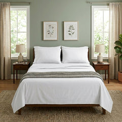 Juego Sabanas 2plazas1/2 Vivendi Cotton Touch 300h Blanco Liso
