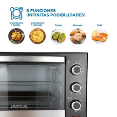 Horno Eléctrico Smartlife Sl-to0060pn 60l Conveccion 5 Funciones
