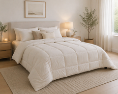 Acolchado Queen 2 1/2 Plazas Fp Home Blanco Simil Tussor Premium Liso