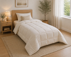 Acolchado Grueso Simil Tussor Fp Home Premium 1-1/2 Plaza Cs Blanco Lisa