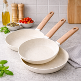 Set Sartenes Carol 20/24/30 Granito Crema Induccion Crema