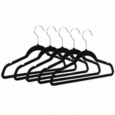 Perchas Slim Terciopelo Antideslizante Delgadas X 5 Tio Musa Color Negro