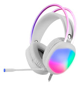 Auricular Headset Gaming Marvo H8959 Lumi 40 Mic Flexible Blanco