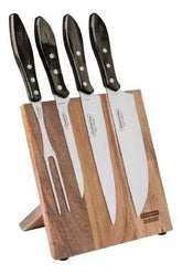 Juego Para Asado Set X5 Piezas Tramontina Polywood Churrasco Marrón Claro