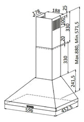 Campana De Pared Trapezoidal Recta Longvie Ctr260x 60cm Inox Gris