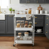 Carro Organizador Metal Blanco Plegable 3 Estantes Ruedas Cs Blanco
