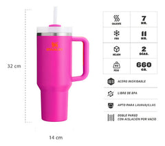 Vaso Stanley Quencher Heatwave Vivid Violet Térmico 1.18l Cs Rosa Vivid Violet