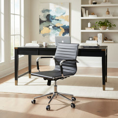 Combo 2 Sillones Ejecutivo Oficina Escritorio Pc Vivendi C Negro Cuero Sintético