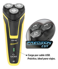 Afeitadora Inalambrica Gama Gsh700 Sport Cordless Usb Amarillo