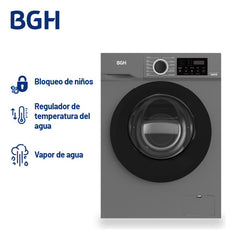 Lavarropas Bgh Inverter Carga Frontal 6kg Bwfe06s24ar Color Gris Oscuro