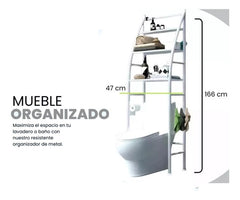 Estanteria Organizador Baño Sobre Inodoro 3 Niveles Blanco Blanco