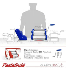 Máquina de Pasta Pastalinda Clásica 200 Azul Acero Inoxidable