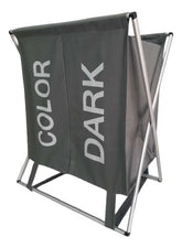 Cesto Organizador Para Ropa Sucia Plegable De 2 Divisiones Gris