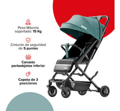 Cochecito Plegado Bebesit 1301-b Luggy Verde 3 Posiciones Cs Verde Negro