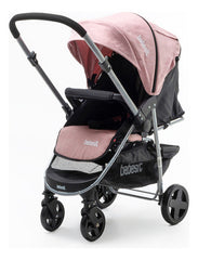 Cochecito De Paseo Con Manillar Rebatible Rosado Rosa Plateado