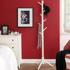 Perchero De Pie De Madera Con Base De 3 Soportes Blanco