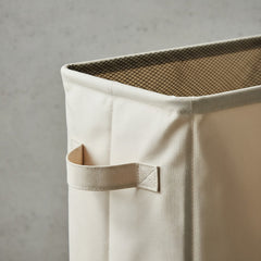 Cesto De Ropa Sucia Compacto Con Ruedas Rectángular Plegable Beige Lisa