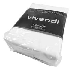 Juego Sabanas Twin Vivendi Premium 300 Hilos Blancas Cts Blanco Liso