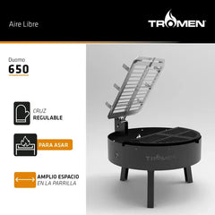 Fogón Asador Tromen Duomo 650 Apto Carbón Leña + Estaca Cruz