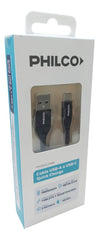 Cable De Datos Philco Conexion Usb-a A Usb-c Quick Charge Negro