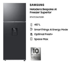Heladera Samsung Rt47cg6722b1 Inverter 457 L Black Dispenser Negro