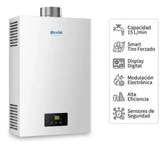 Calefón Escorial 15 Litros Ce-15l Smart Encendido Automático Blanco Gn