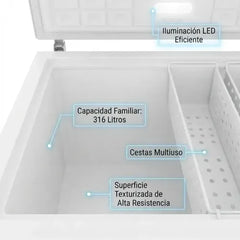 Freezer Horizontal Gafa 316l Blanco Inverter Fghi302b-l