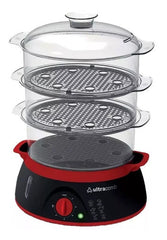 Ultracomb Vp4603 Vaporera Electrica 8.5l 900w 3 Bandejas Color Negro Y Rojo