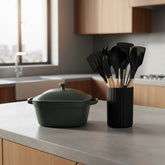 Set Carol Cacerola Antiadherente 20cm Y 12 Utensillos Negro Verde Musgo