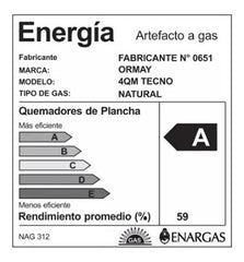 Anafe De Empotrar Ormay Classic S Blanco Multigas Clase A Blanco