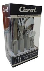 Set De Cubiertos Carol Juego X 16 Piezas Acero Inox - Gris