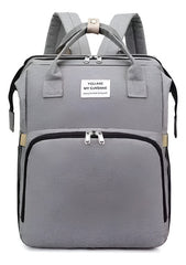 Mochila Maternal Multifunción Cuna Cambiador Para Bebe Gris Gris Claro Liso