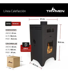 Salamandra Tromen Austral A15 Horno 120m² Leña Calefacción Eficiente
