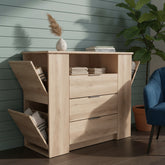 Comoda 3 Cajones Zapatera Doble Delos Dld04 Nebraska Natural Color Marrón Claro