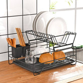 Escurridor Secaplatos Bandeja Vajilla Organiza Cocina Tm Negro