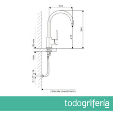 Fv 87 Temple 0411.04/87 Griferia Cocina Monocomando Color Plateado
