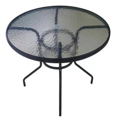 Combo 4 Sillas Plegable Jardin Ratan 1 Mesa 80cm Vidrio Caño Negro Lisa
