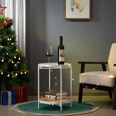 Mesa Ratona Mesa De Arrime De Luz Metal 2 Estantes Vivendi Blanco