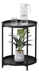 Mesa Ratona Mesa De Arrime De Luz Metal 2 Estantes Vivendi Negro