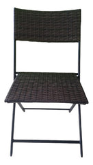 Combo 2 Sillas Rattan Plegables 1 Mesa 60cm Vidrio Caño Ct Marrón Ratán