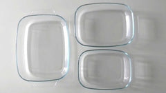 Juego 3 Asaderas Bandejas Rectangular De Vidrio Templado Cts Transparente