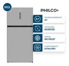 Heladera Philco Phnt504xi Top Mount No Frost Inverter 502l Acero Inoxidable