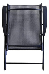 Combo 4 Sillas Plegable Jardin Ratan 1 Mesa 80cm Vidrio Caño Negro Lisa