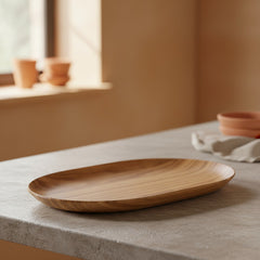 Bandeja Oval Rectangular Madera Laminada Carol 40x25x1,5 Cm Madera