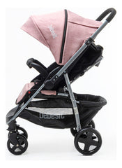 Cochecito De Paseo Con Manillar Rebatible Rosado Rosa Plateado