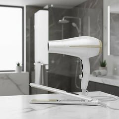 Secador De Pelo Ga.ma Bora + Planchita Elegance Led Quinoa Blanco