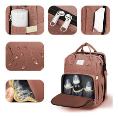 Mochila Maternal Multifunción Cuna Cambiador Para Bebe Rosa Rosa Liso