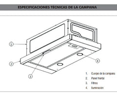 Campana Empotrable Longvie Ce260x Telescópica De 60 Cm Gris