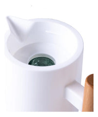 Jarra Termo Con Manija De Madera Pico Vertedor 1l Blanco Blanco