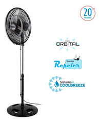 Ventilador De Pie 20 Orbital Coolbreeze - 3 Palas De Metal Color Plateado Estructura Negro - Vpm2016cb